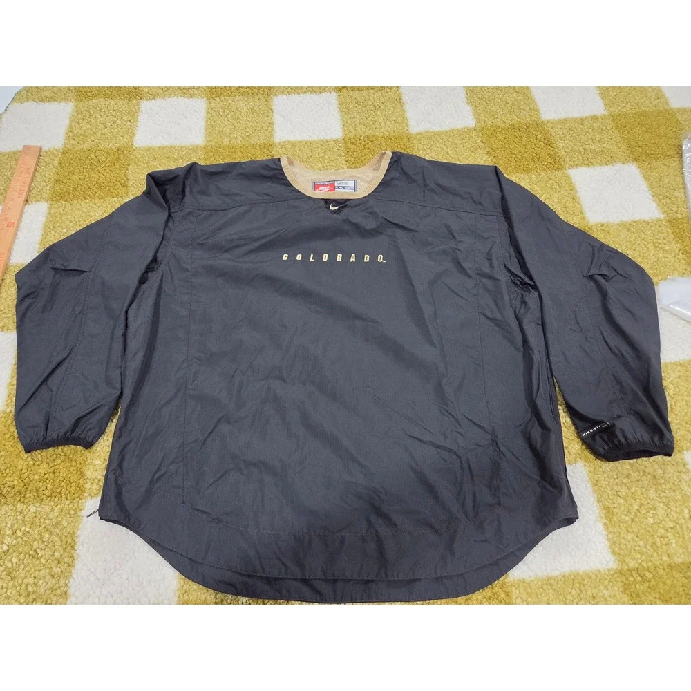Vintage Nike Team Colorado Buffaloes Windbreaker Pullover Black Gold XXL USA